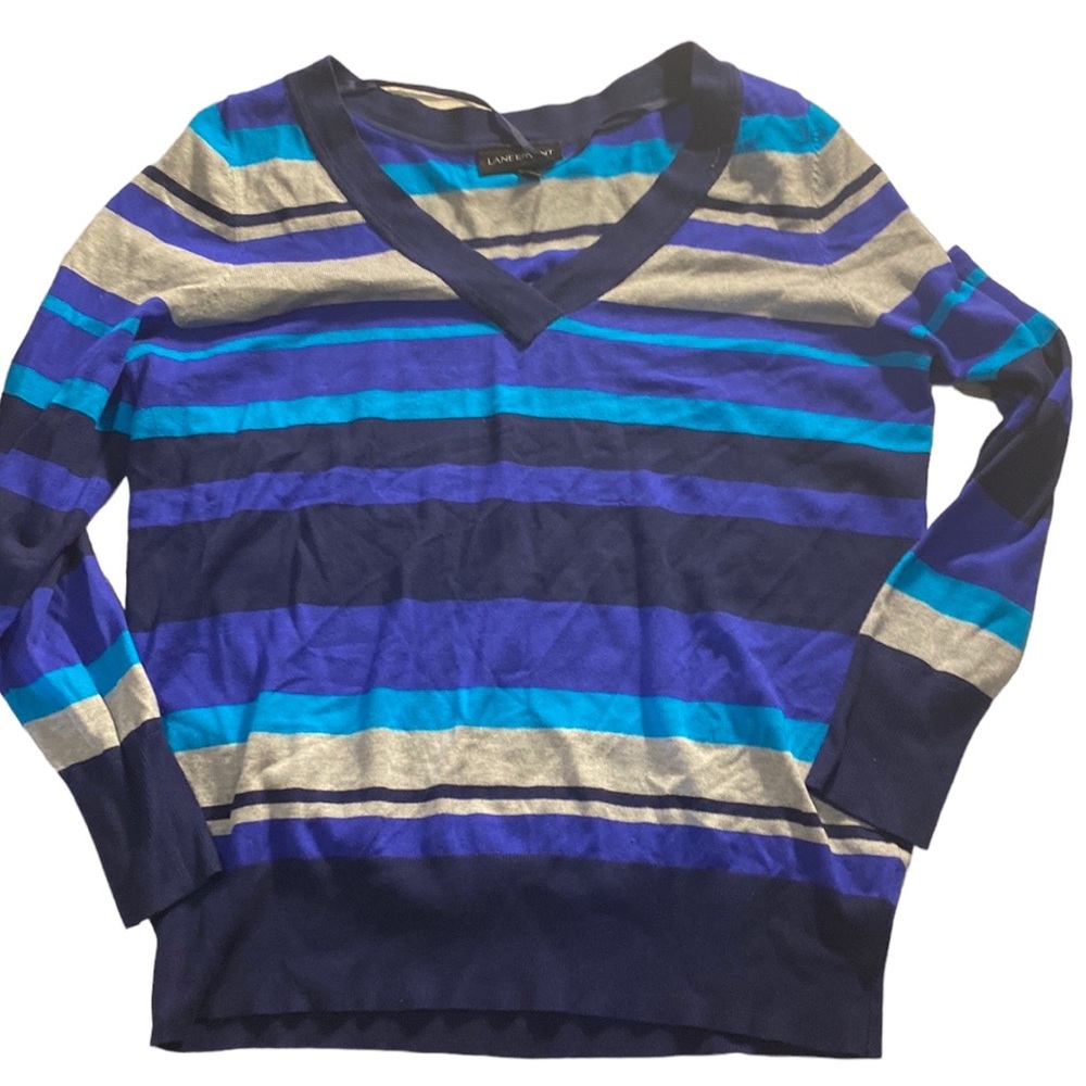 Lane Bryant striped V Neck Sweater Blues Sz 14/16